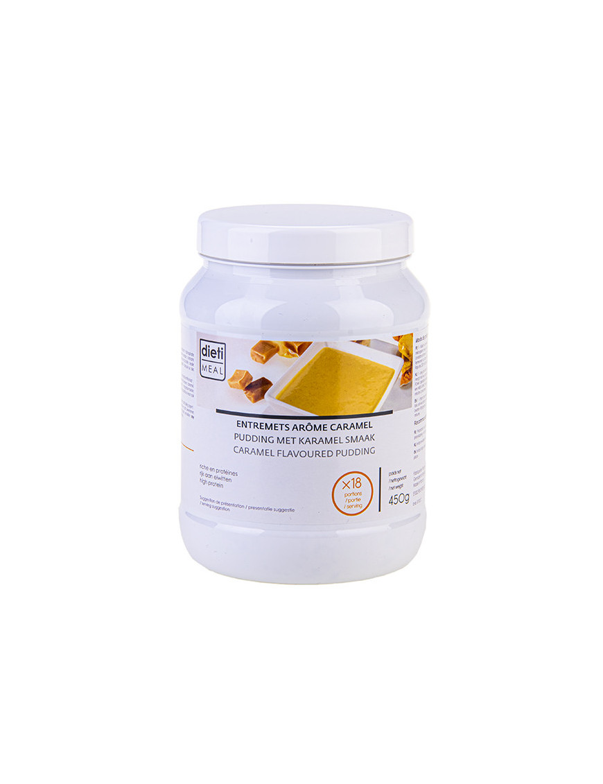 Crema de caramelo rica en proteínas. Bote 450 g