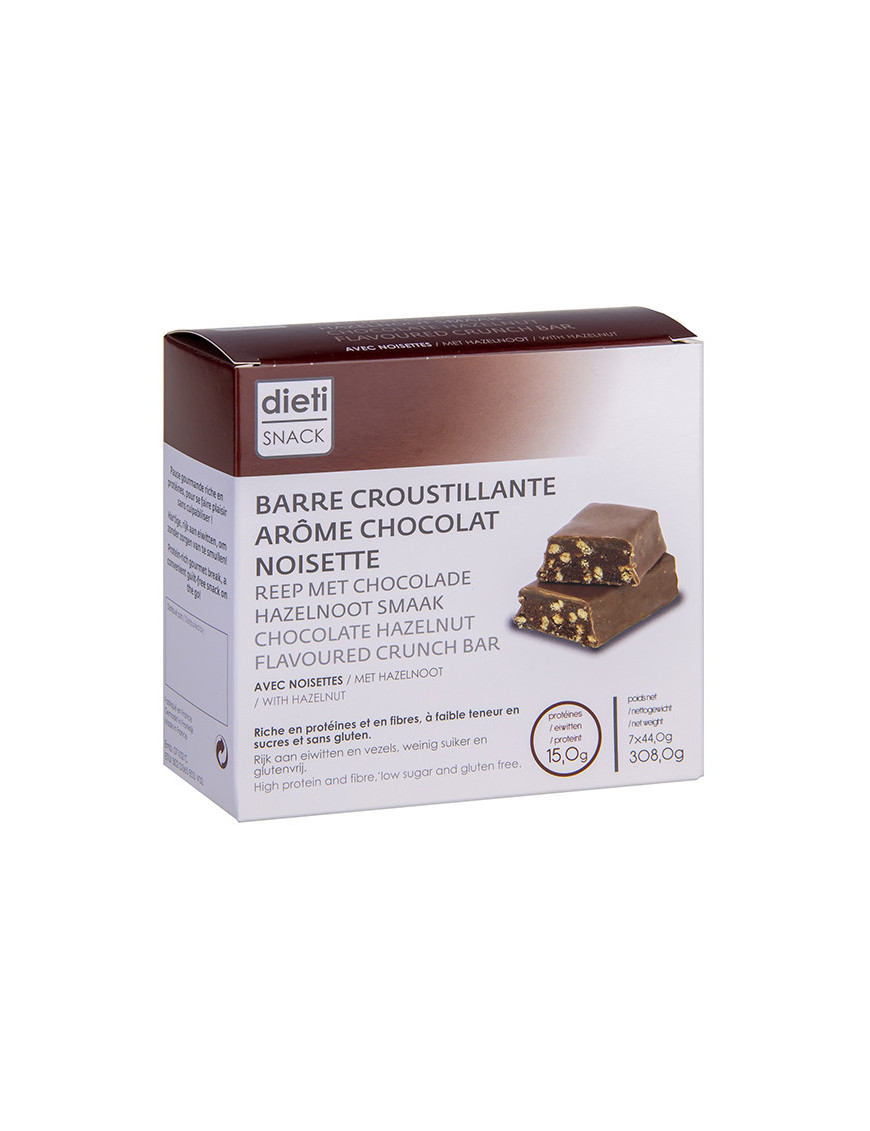 Barrita de chocolate de avellanas rica en proteínas