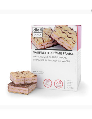 Dietisnack barquillos de proteína sabor fresa para estabilización de peso